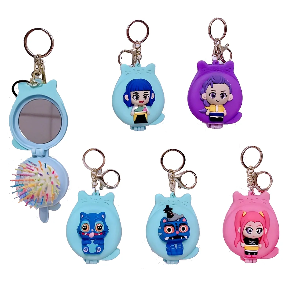 

Kpop Demon Hunters Makeup Mirror Portable Aircushion Hair Styling Comb Head Massage Comb Korean Idol Folding Airbag Comb Folding