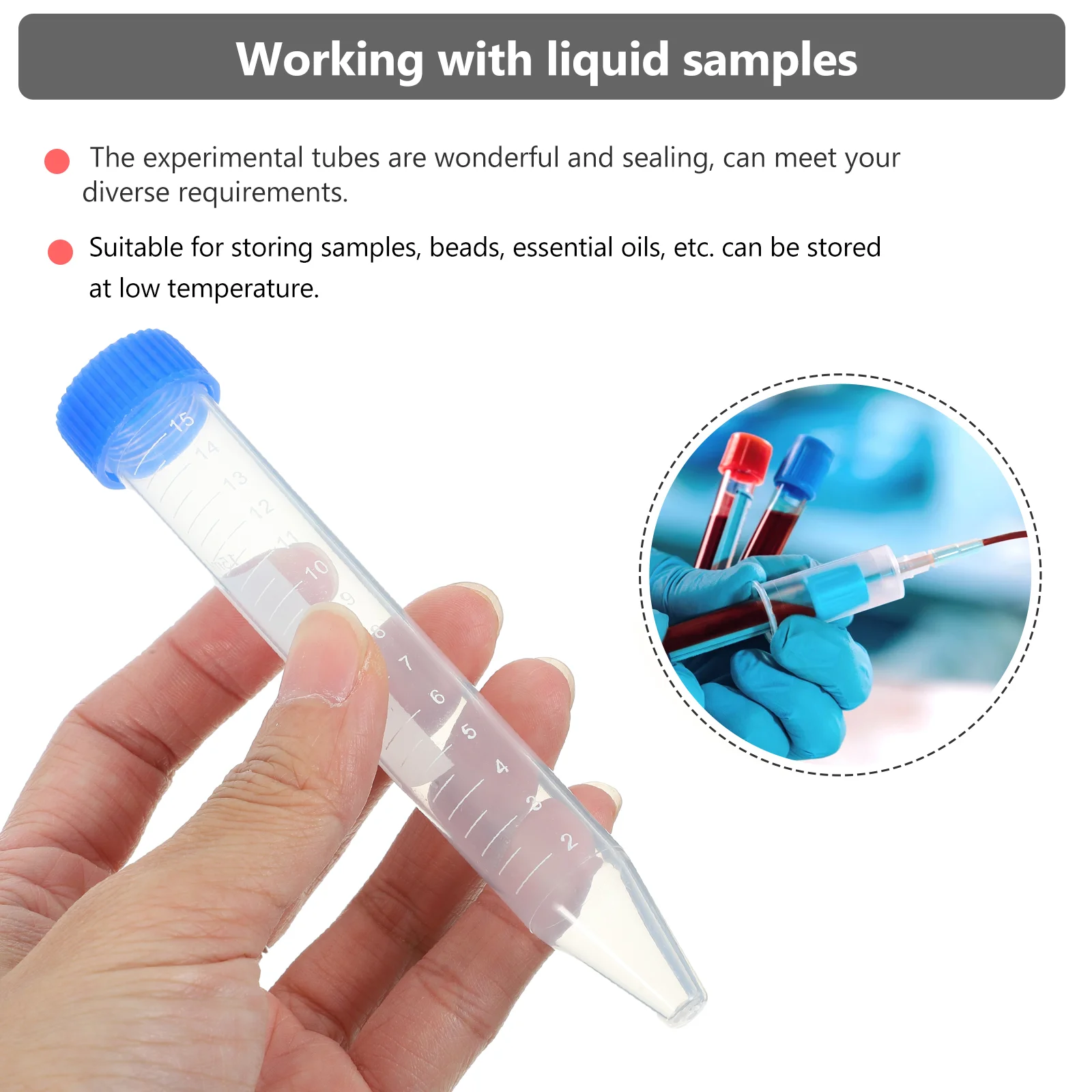 50 PCS 15ml Pointed Head Centrifuge Tube with Screw Cap Sample Laboratory Supply Centrifuge Tube Container