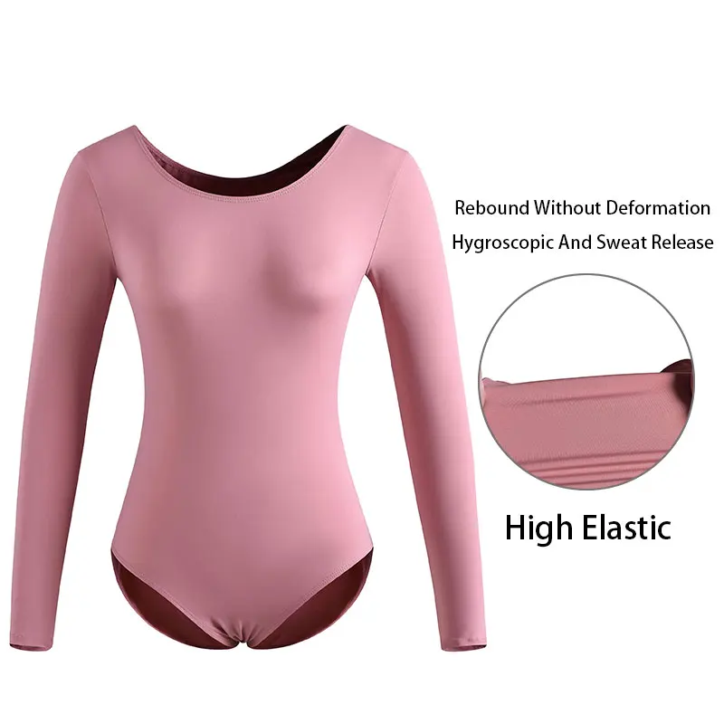 Women Basic Ballet Nylon Dance Leotard Long Sleeve leotards for Adult Train Top Soft and Skin Friendly Ballet Clothes Bodysuit