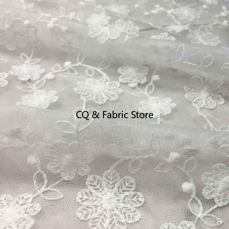 Tela de encaje de boda blanco Chantilly, 1 yarda, 130cm, tela de encaje bordado francés blanco para accesorios de encaje, ropa de vestido de novia