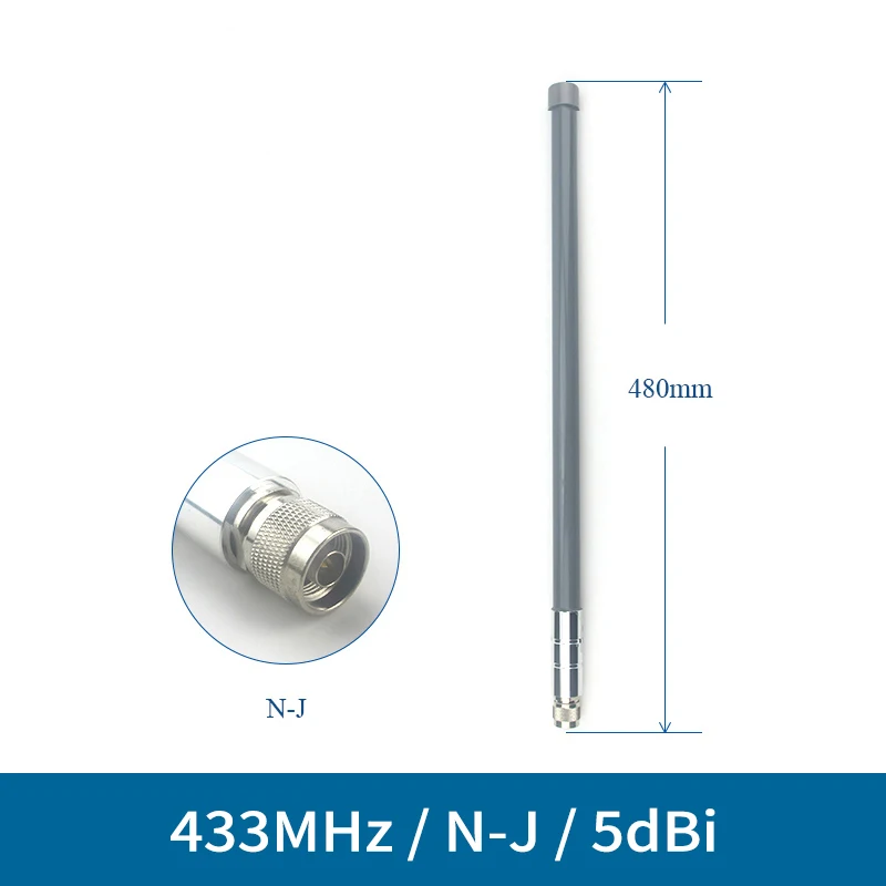 LoRa-antena Omni de largo alcance para exteriores, receptor N-J de alta ganancia, 5dBi, 433MHz, 48cm, para enrutador de estación Base