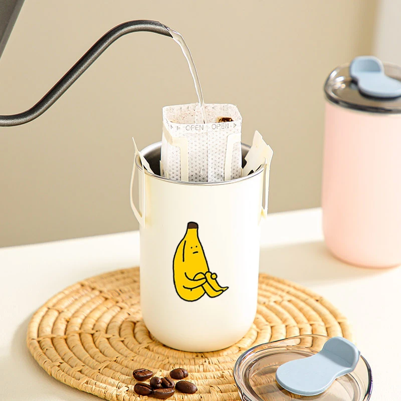 Simple and multifunctional stainless steel water cup, suitable for coffee, milk, juice, unique cartoon pattern water cup
