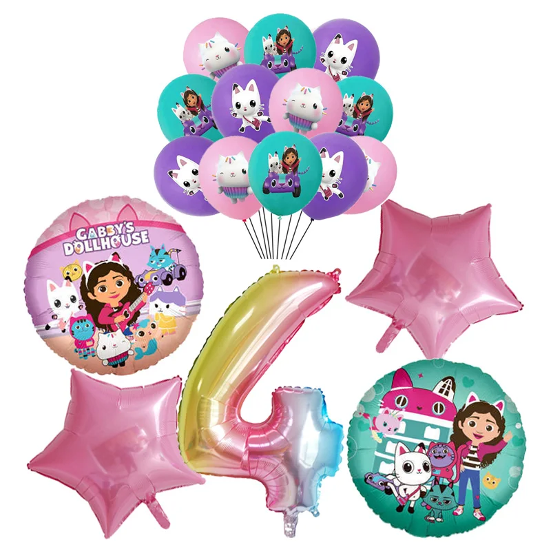 Gabby Puppenhaus Katzen Geburtstag Dekoration Ballon Einweggeschirr Katzenballons Kinder Gabby Puppenhaus Figuren Partyzubehör