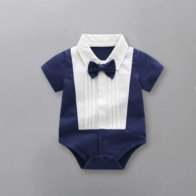 Summer Baby Girl Boy Clothing Gentleman Shirt Romper Body Lapel Short Sleeves Newborn Outfits Toddler Infant Jumpsuit