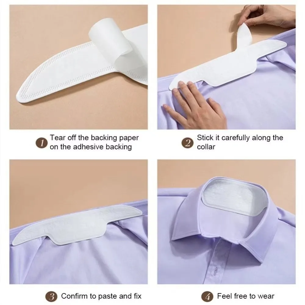 10Pcs Anti Perspiration Collar Sweat Patches Disposable White Collar Sweat Pads Sweatproof Breathable Absorbing Sweat Sticker