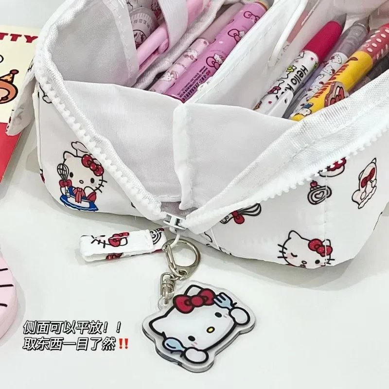 Sanrio Hello Kitty Cute Pencil Case Cartoon Portable Large Capacity Pen Bag Pouch School Supplies Girls Stationery Storage Bag