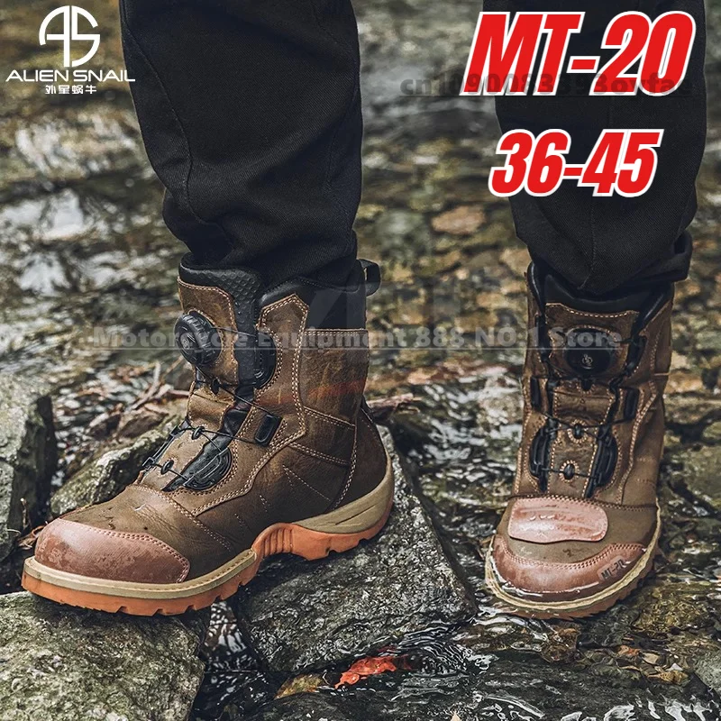 

Мотоциклетные ботинки ALIEN SNAIL из воловьей кожи, износостойкие, против падения, водонепроницаемые, для езды на мотоцикле, мотоциклетные дорожные ботинки