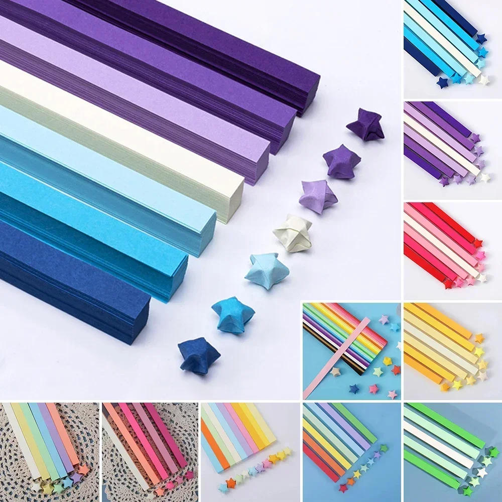 

540 Sheet Strips Folding Paper Origami Stars Paper Colorful Double Sided Lucky Star Origami Kids DIY Hand Arts Make Home Decor