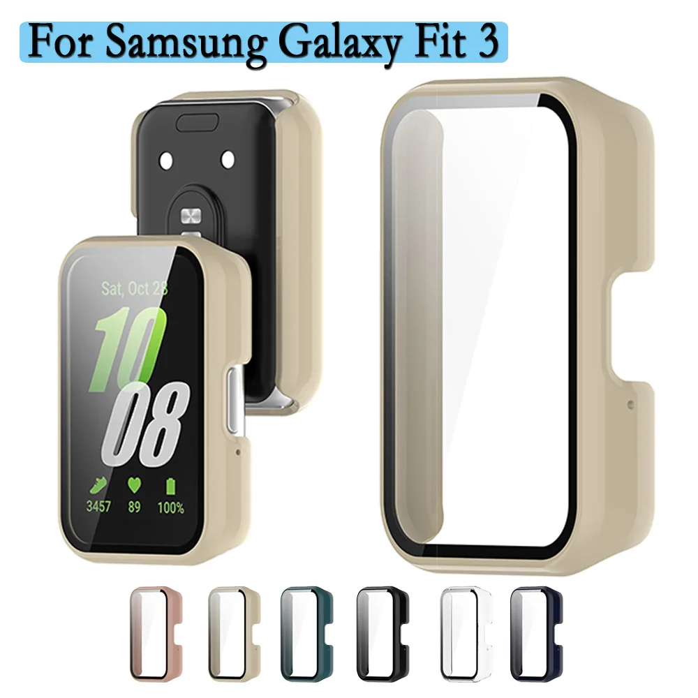 

Для Samsung Galaxy Fit 3 (SM-R390) чехол для часов 2-в-1 + жесткий чехол из закаленного стекла для ПК с защитной пленкой для экрана