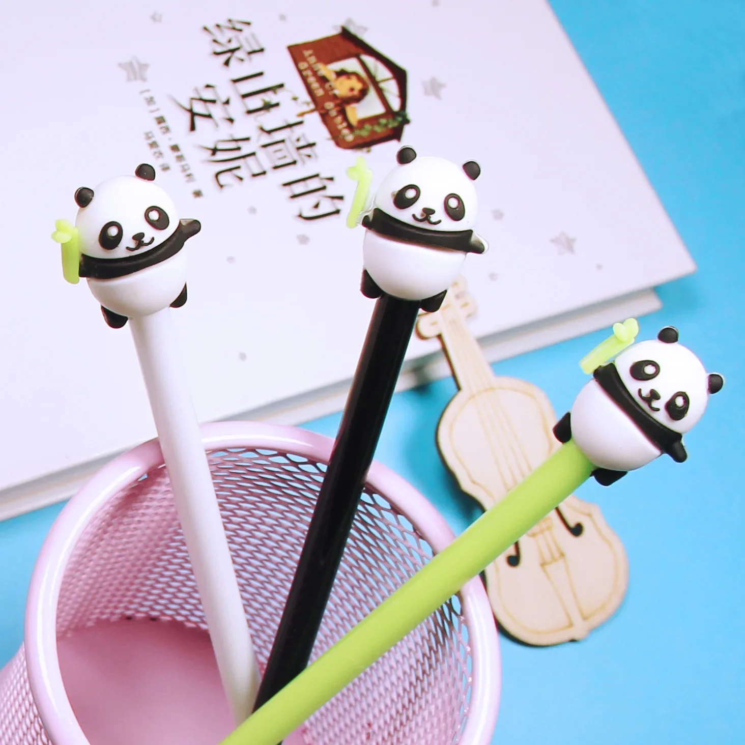 30PCS Korea creative cute cartoon panda gel black pen 0.5mm school supplies factory wholesale