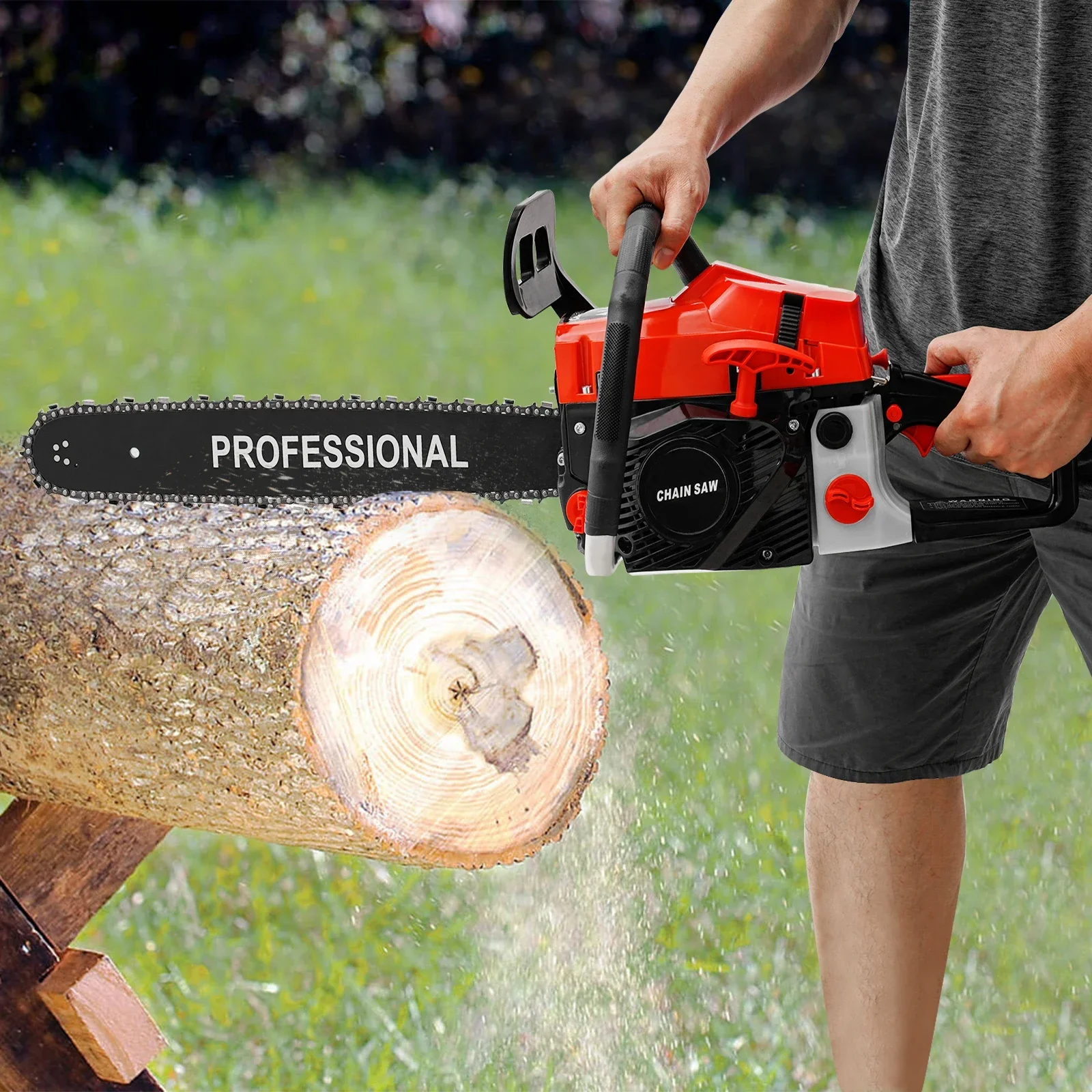 

20-дюймовая 58-куб.см 2-тактная бензиновая бензопила, бензопила с стержнем и комплектными аксессуарами, ручная бензиновая бензопила 3,6 л.с. для резки древесины