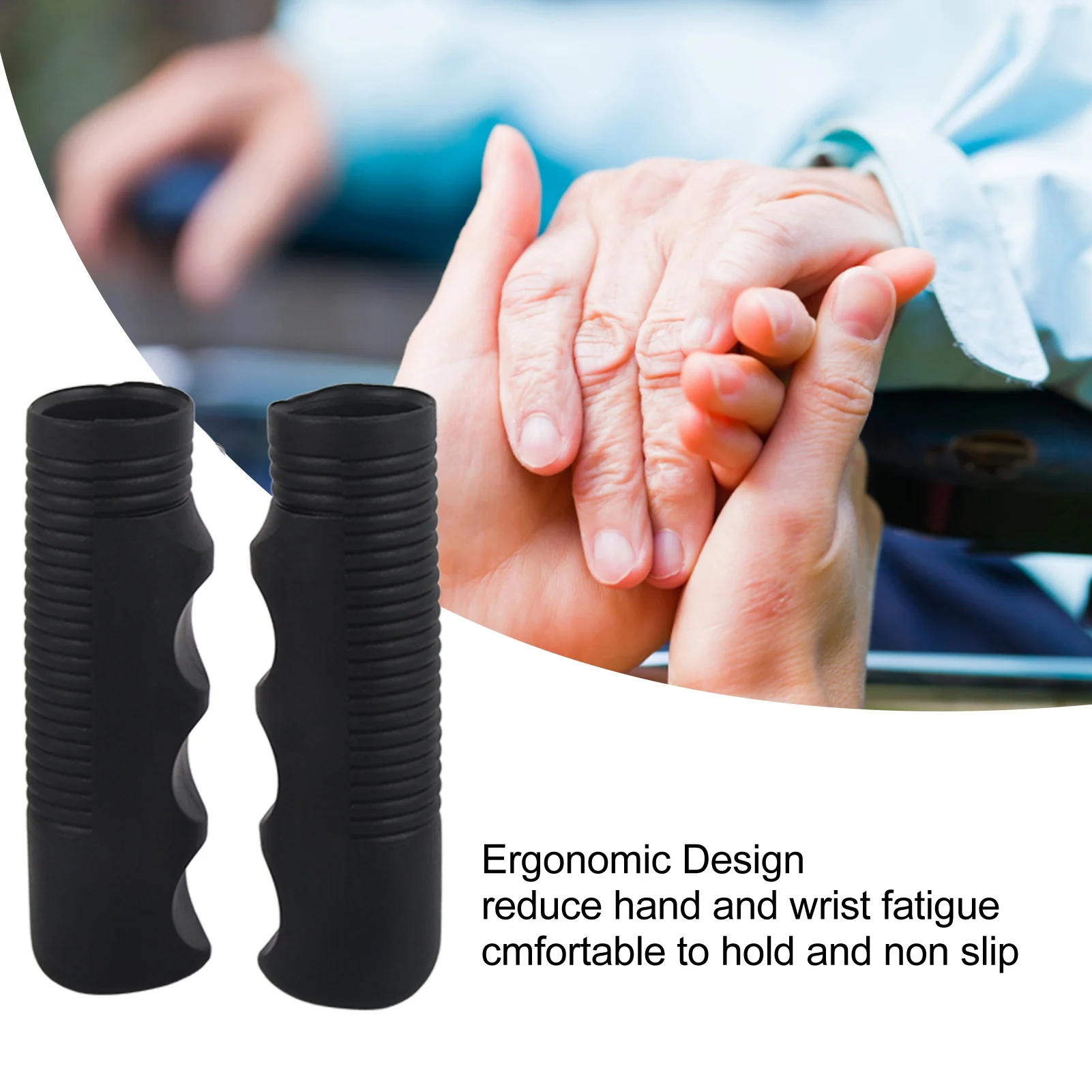 2Pcs Rubber Wheelchair Hand Grips Ergonomic Prevent Slipping Easy Installation Universal Wheelchair Grip Cover