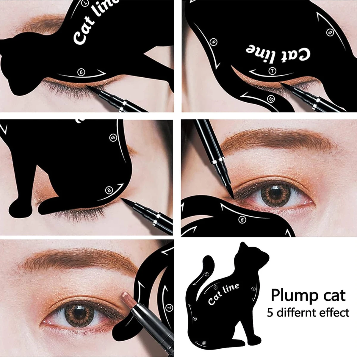 Carte eye-liner chat, outil de maquillage pour novice, modèle de maquillage multifonctionnel pour les yeux, modèle d'assistance, 2 pièces