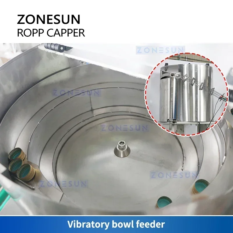 ZONESUN ZS-XG440Z Tappatore automatico ROPP per tappi in alluminio antimanomissione su bottiglie di vetro per vino e imballaggi farmaceutici