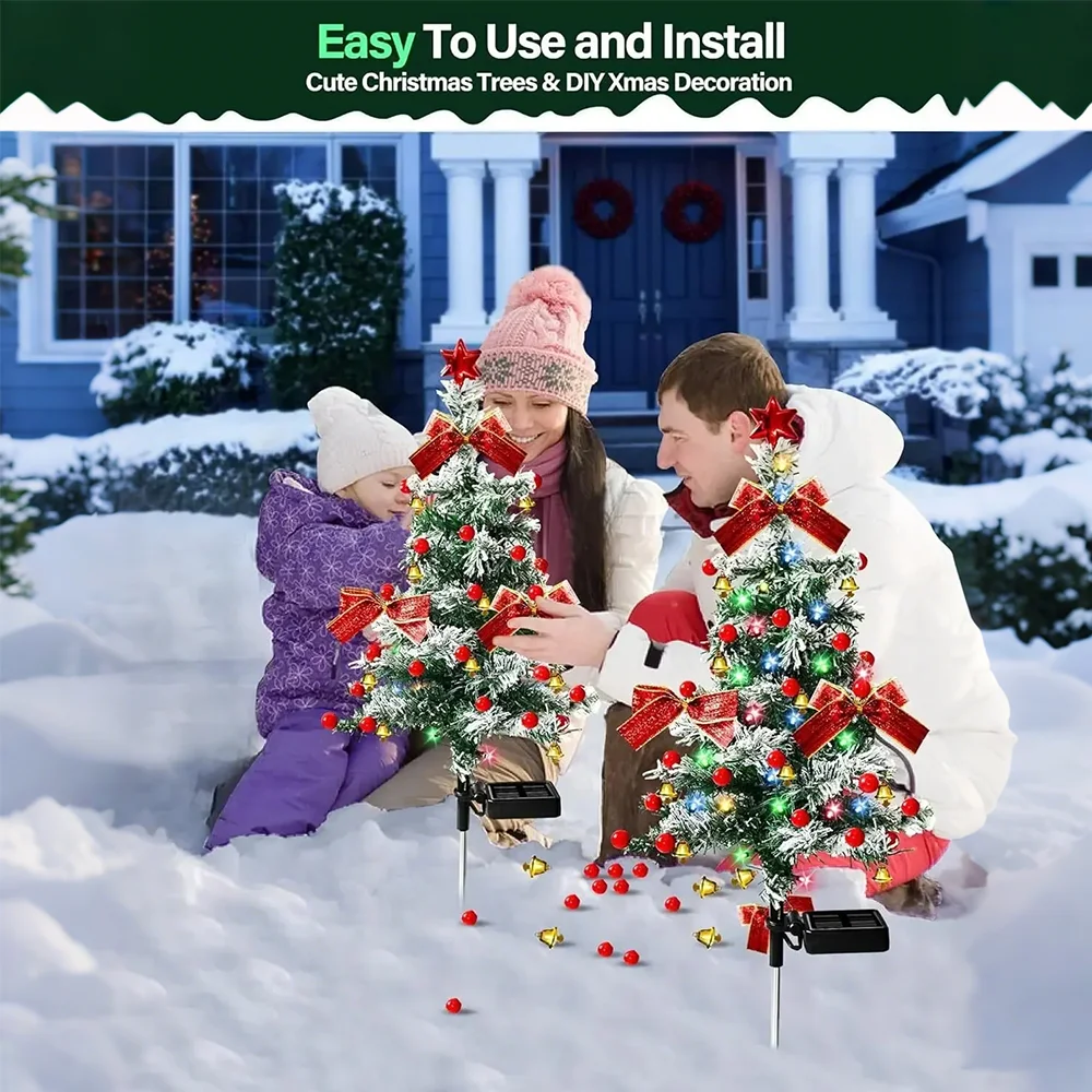 2PCS Weihnachten Baum Solar Lichter LED Garten Lampe Im Freien Wasserdichte Rasen Landschaft Urlaub Party Rasen Dekorationen Boden Lichter