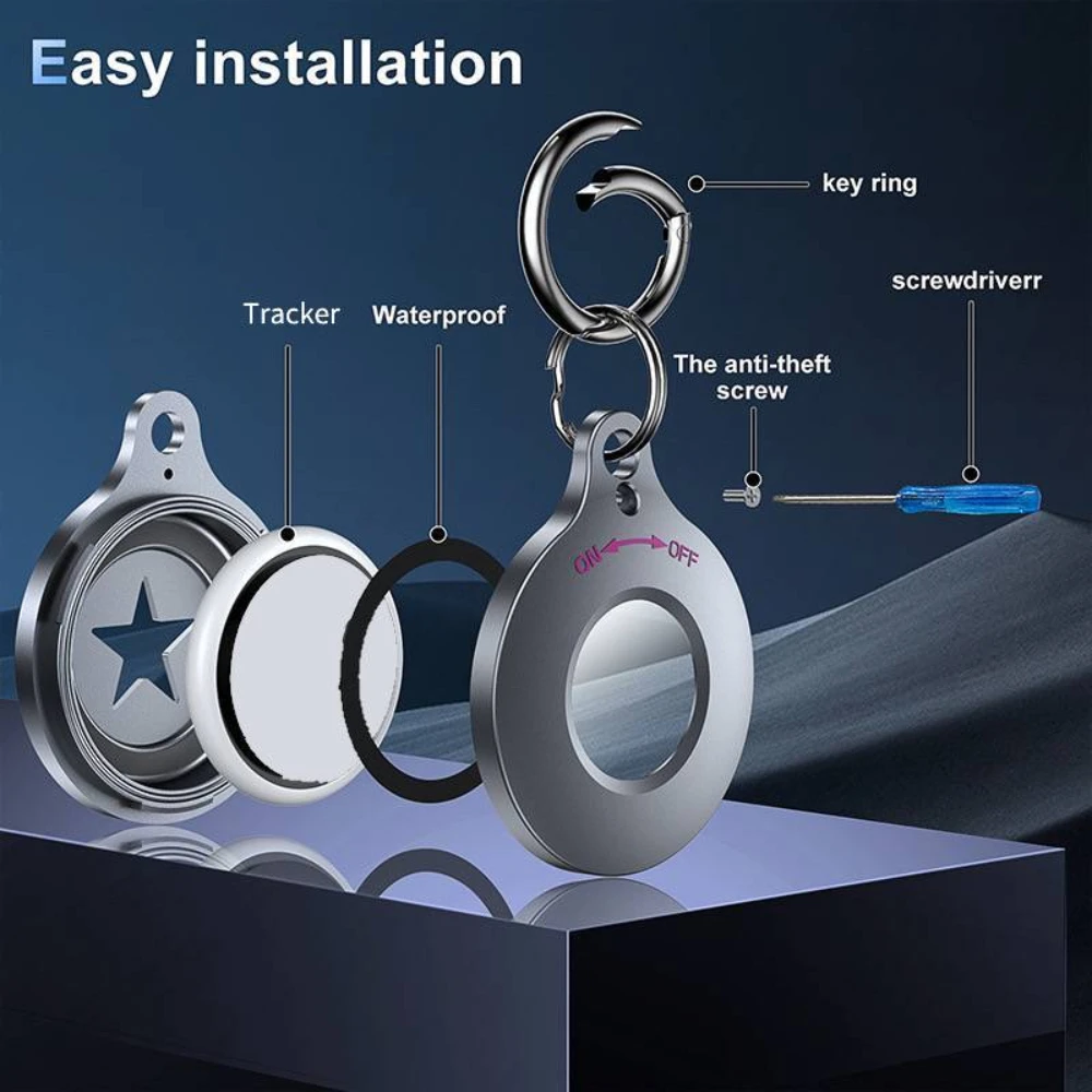 Para Airtag Case IPX8 Impermeável Keychain para Apple Air tag Holder Protetor de metal de alumínio para carteira Bagagem Gato Cão Animais de estimação