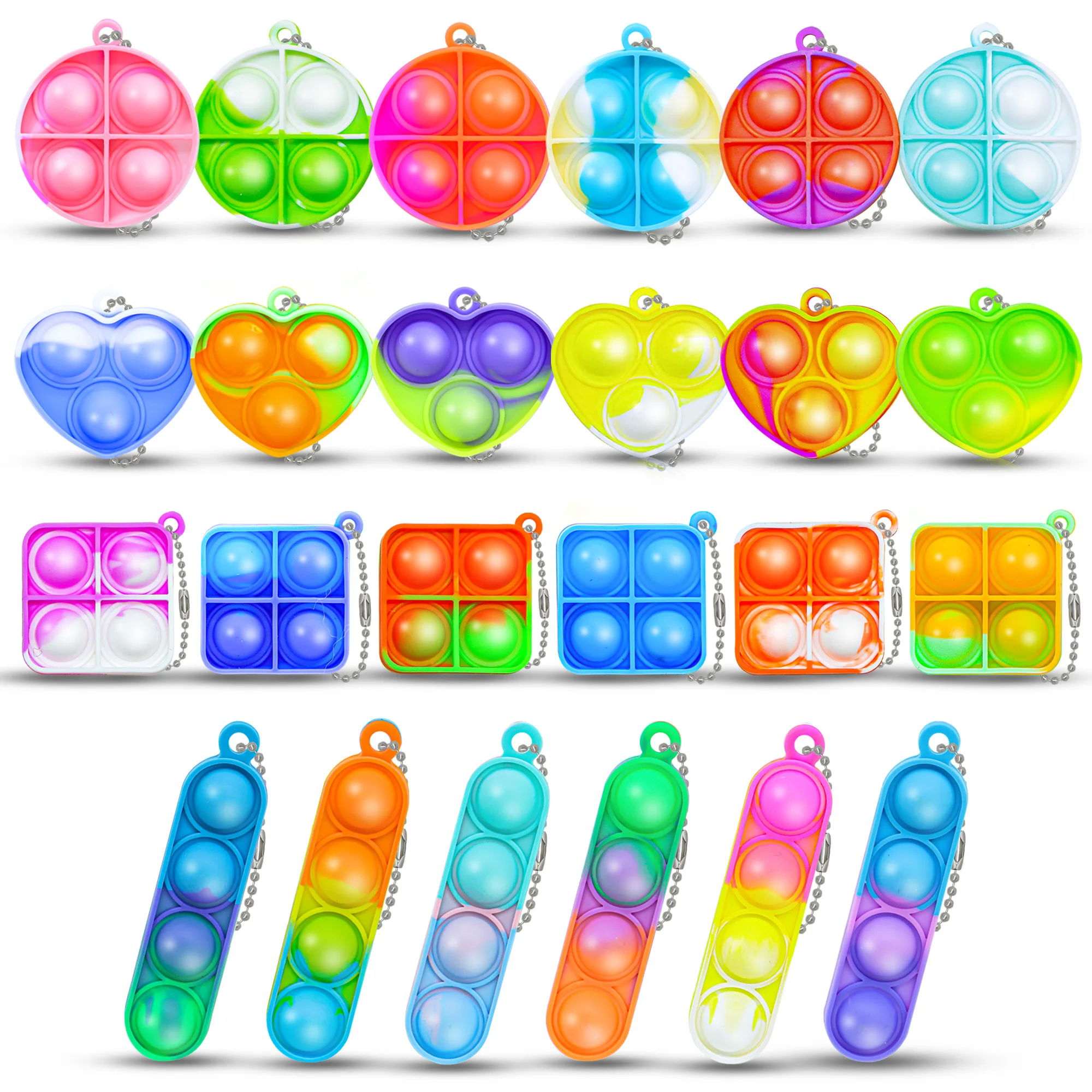 Mini Pop Keychain Fidget Toys Bulk Pack Sensory Toys for Kids 4-12 Years Party Favors Birthday Goodie Bags Classroom Prizes
