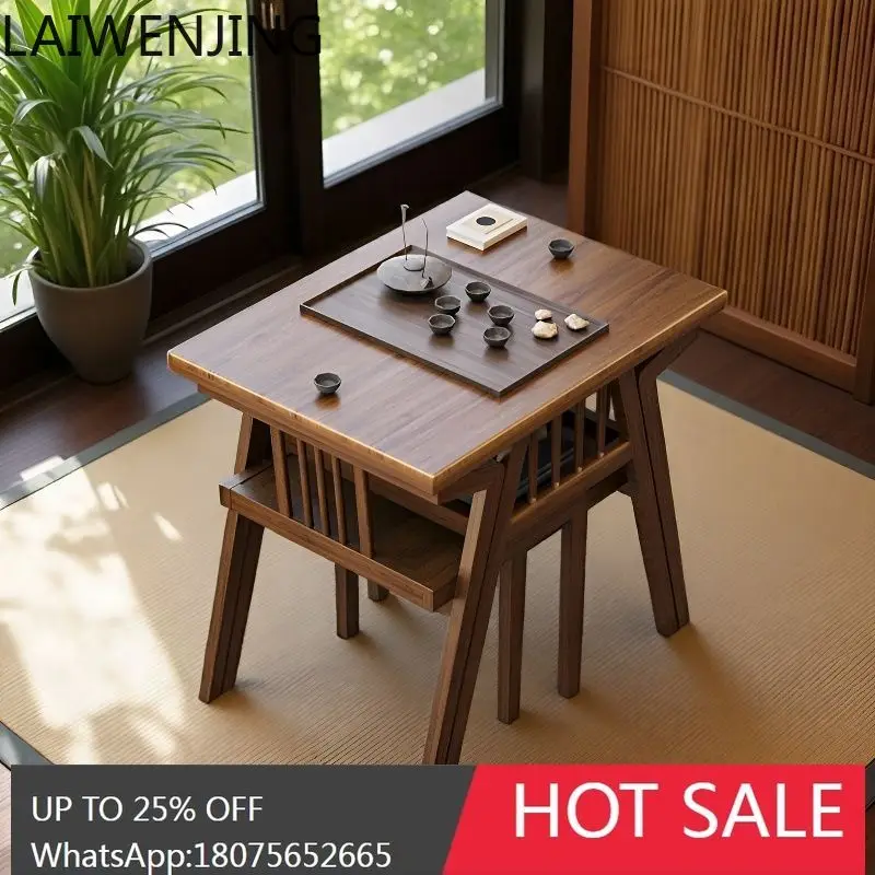 HLZ Home Balcony Solid Wood Small Table and Chair Three-Piece Set Leisure Combination Small Apartment Multi-Purpose