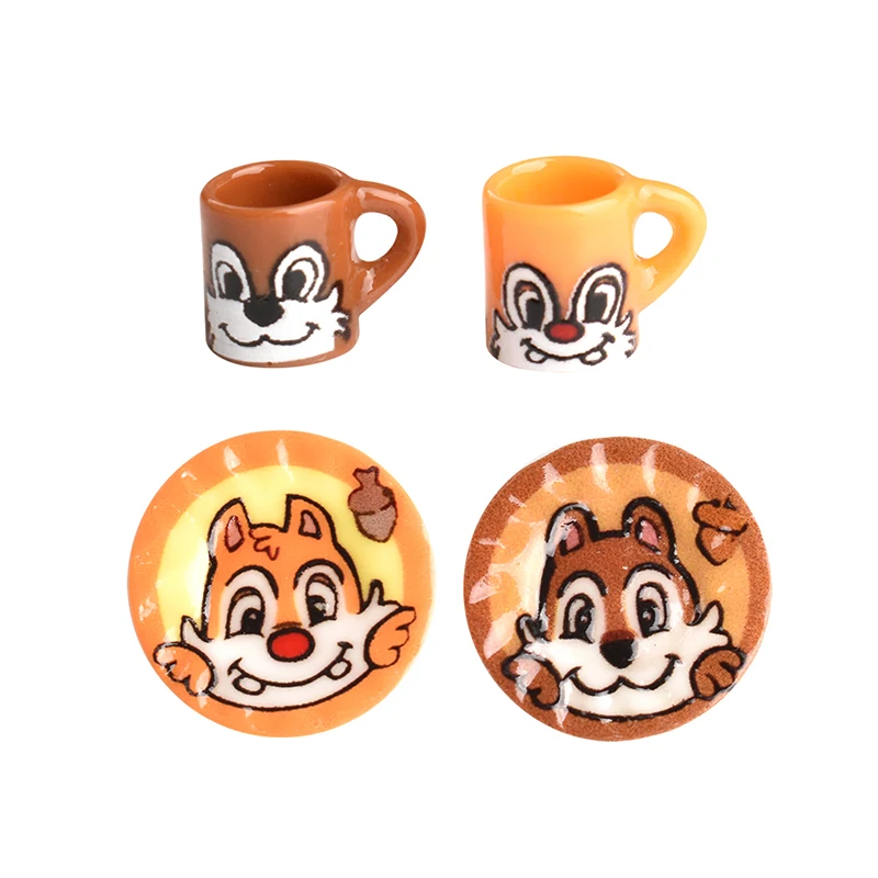 ชุดของเล่นอาหารครัวบ้านตุ๊กตามินิสามชิ้น; ของเล่นถ้วยกาแฟกระรอกการ์ตูน เหมาะสำหรับคอลเลกชันอุปกรณ์เสริมของเด็กผู้หญิง