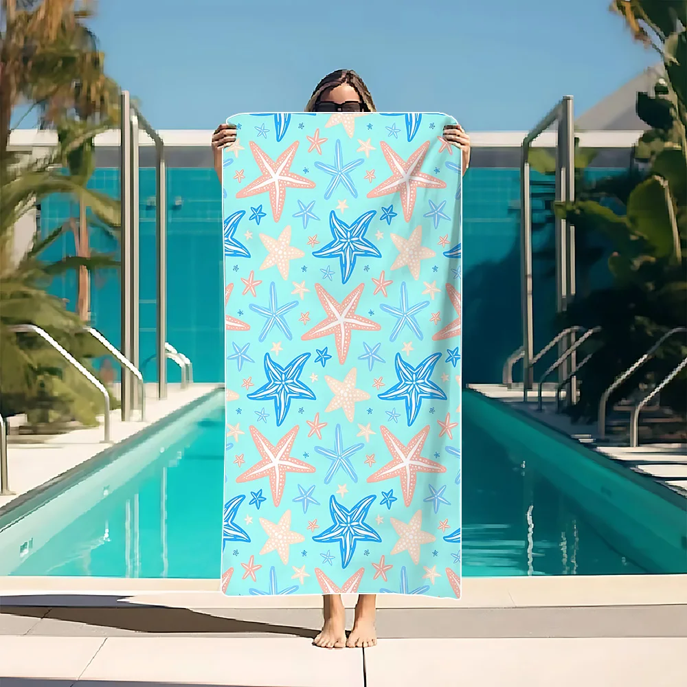 

Пляжное полотенце Light Blue Starfish – мягкое, прочное, легкое и быстросохнущее, идеально подходит для поездок на пляж, кемпинга и летнего отдыха.