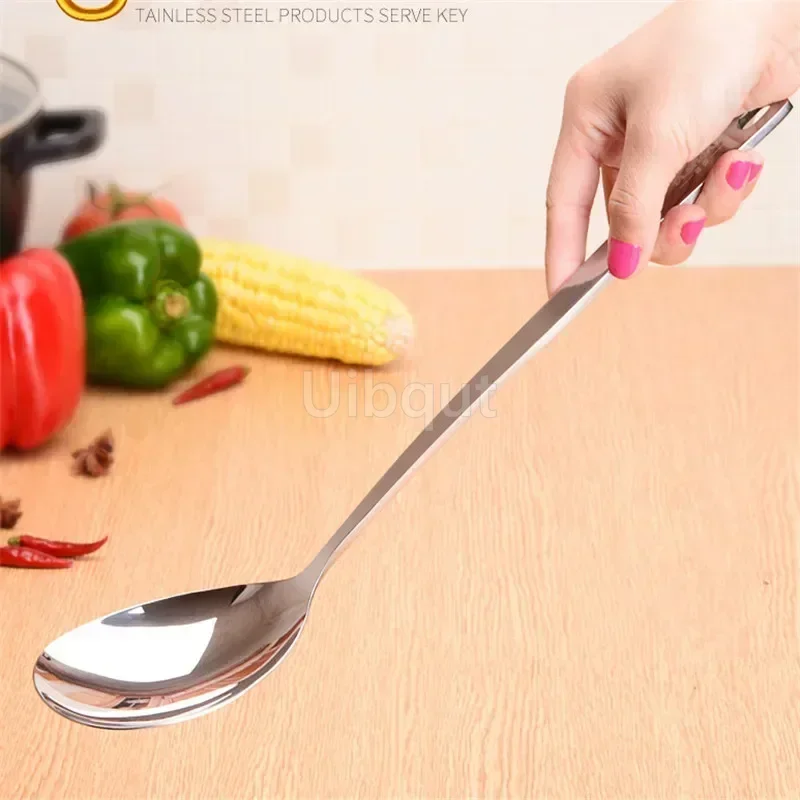 Buffet Service Spoons Long Handle Soup Tablespoon Restaurant Dinnerware Kitchen Utensils Stainless steel Large big Public Spoon