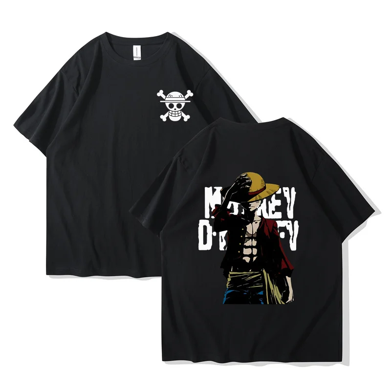 

Luffy One Piece Men T-shirt Summer Short Sleeve Women Clothing Tops Cartoon Japan Style Anime Male Tee Shirts