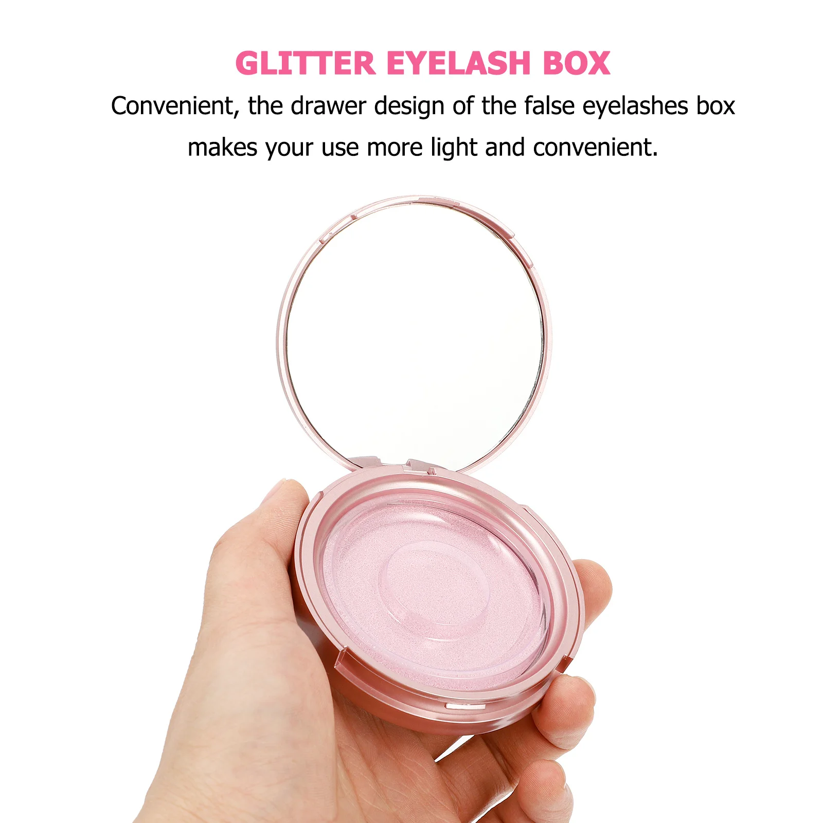 

6Pcs Round Eyelash Boxes Plastic Empty Lash Holder Clear Mirror False Eyelash Storage Case Organizer Protective Gift