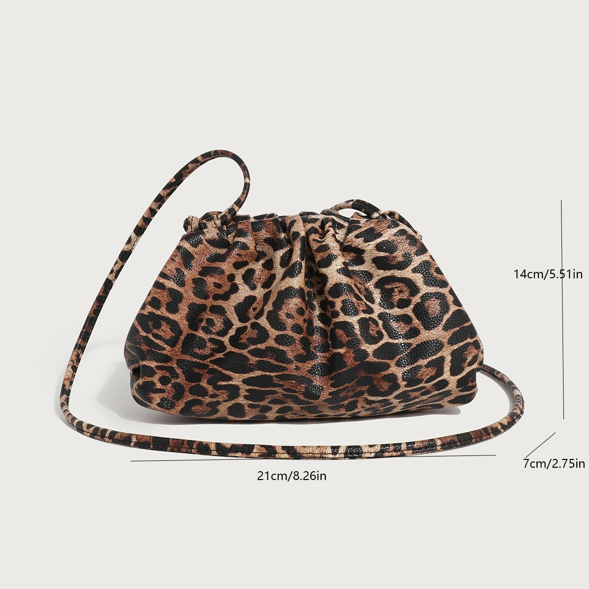 High Quality Women PU Leather Leopard Shoulder Bag Fashion Ladies Small Crossbody Bags Casual New Female Cloud Messenger Bag