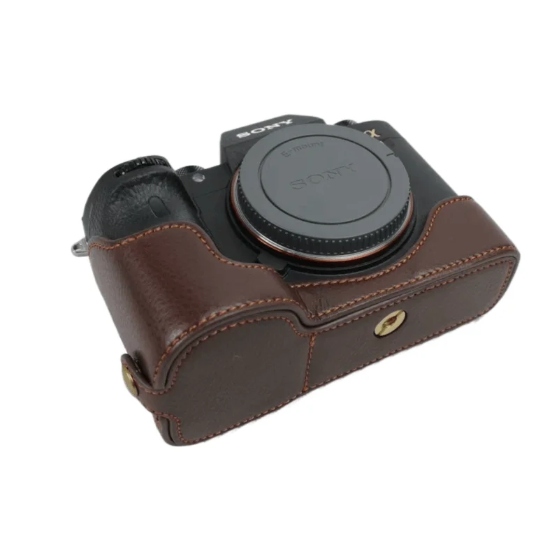 PU Leather Camera Bottom Case Half Body Set Bag For Sony ILCE-9 A9 A7 III A7R3 A7R III A7R Mark 3 Genuine Leather Base Cover