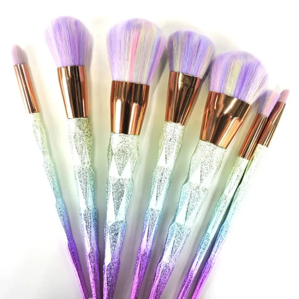 7/10pcs Make Up Brushes Set Loose Powder Foundation Eye Shadow Cosmetic Brushes Frosted Diamond-shaped Unicorn Soft Makeup Tools