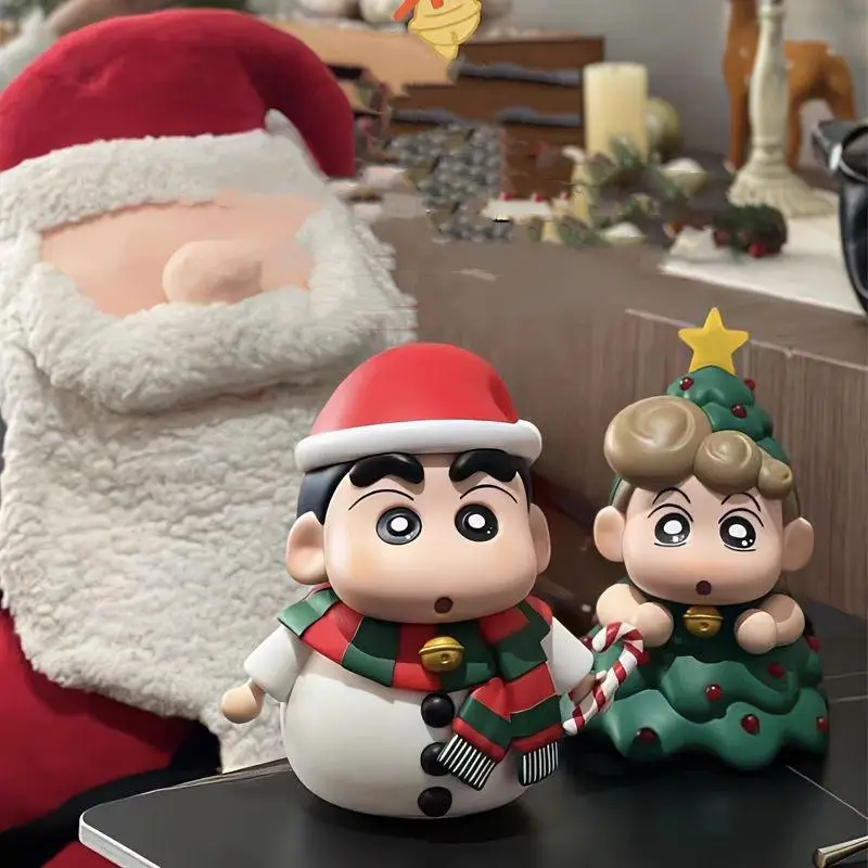 Anime Crayon Shin-Chanss Christmas Snowman Christmas Tree Shin-Chan Himawari Figures Cute Doll Decoration Toy Birthday Gifts view 3