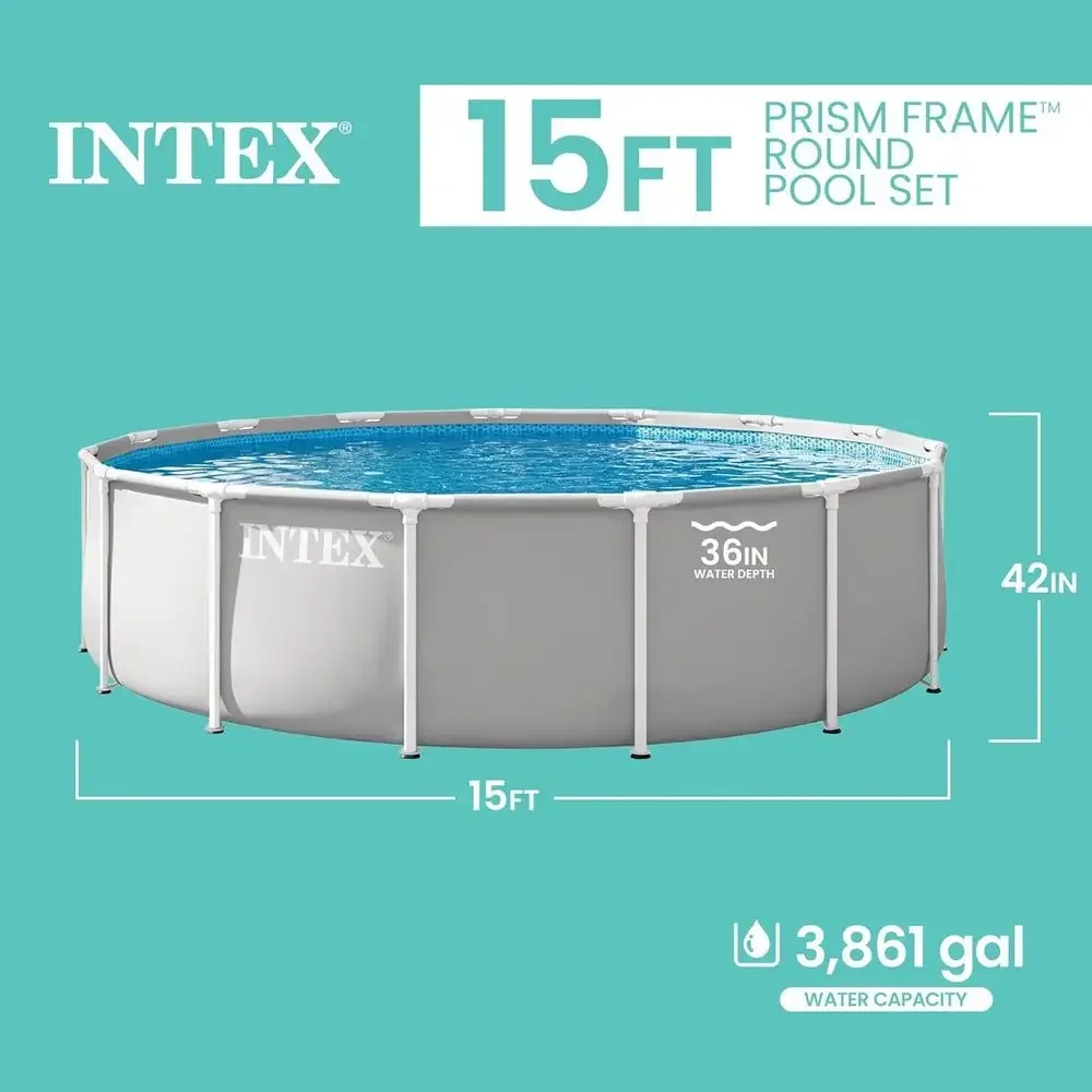Piscina Redonda Elevada con Bomba de Filtrado de 1000 GPH, Escalera, Cubierta y Lona Protectora