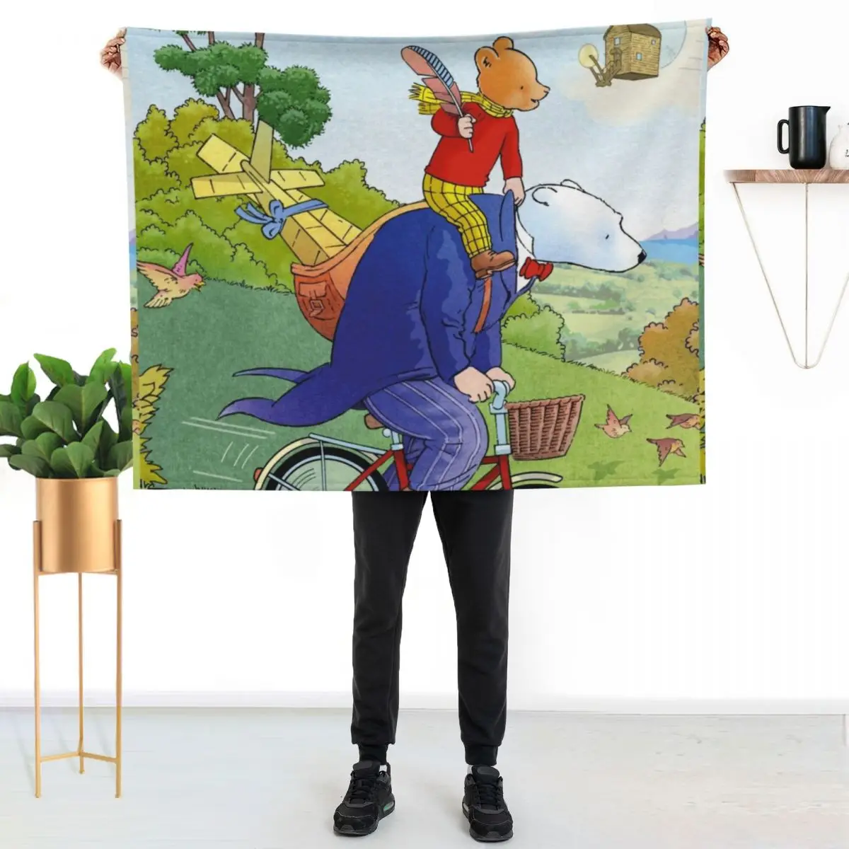 Rupert Bear Throw Blanket Warm Accent Blanket for Living Room Decoration
