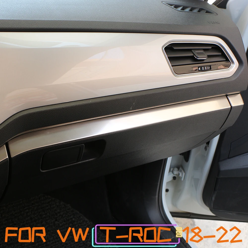 4Pcs/set Stainless Steel for Volkswagen VW Troc T-roc 2018-2023 LHD Car Center Console Edge Trim Decoration Strip Accessories