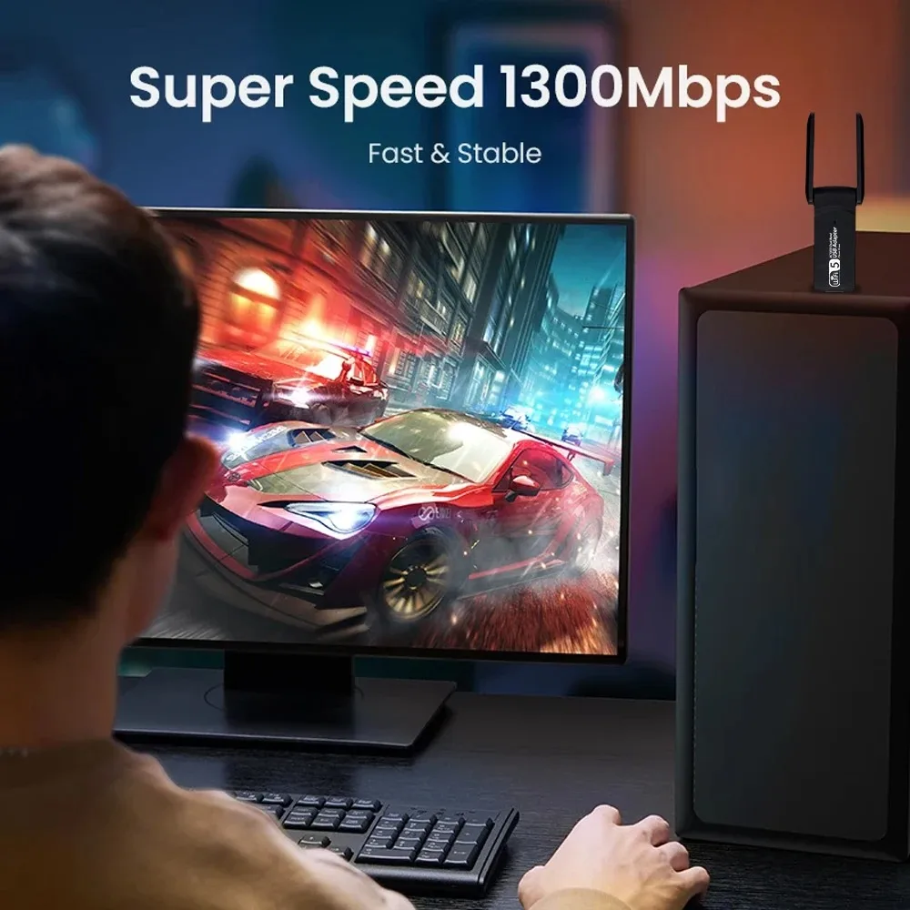 1300Mbps USB WiFi Adapter Dual Band 2.4/5GHz Network 802.11AC WiFi Dongle Bluetooth Adapter Wireless WiFi Receiver For PC/Laptop