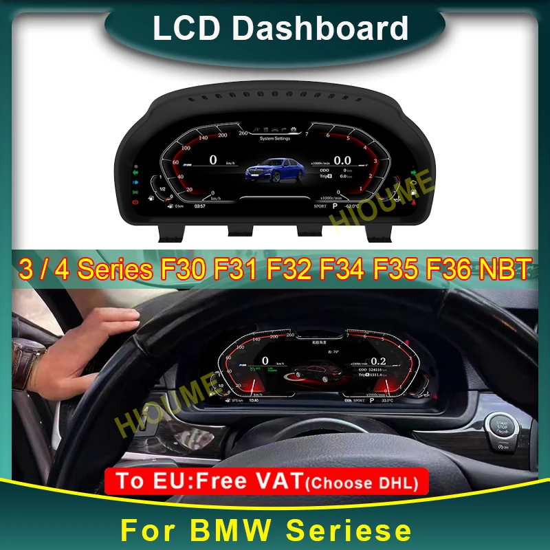 

12.5" Car Digital Cluster Instrument LCD Speedmeters Dashboard for BMW 3 / 4 Series F30 F31 F32 F34 F35 F36 2013-2019