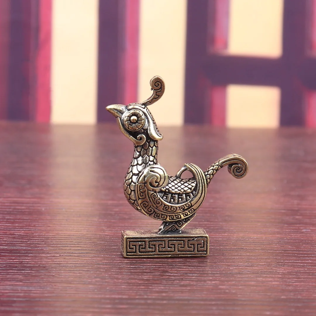 Brass Sunbird Small Statue Desktop Ornament Lucky Home Decorations Accessories Vintage Chinese Mythical Beast Figure
