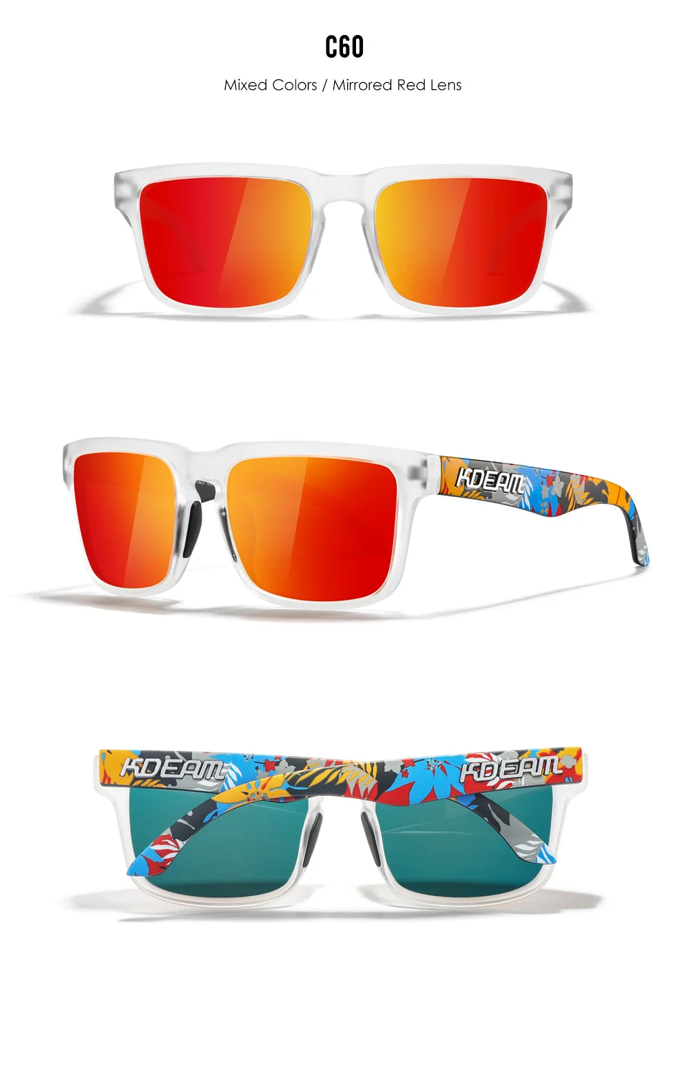 KDEAM Neue Farben Klassische KD332 Quadratische Polarisierte Sonnenbrille Für Männer Und Frauen Reisen Sonnenbrille Mit Fall Für Einfache Tragen – Detail 11