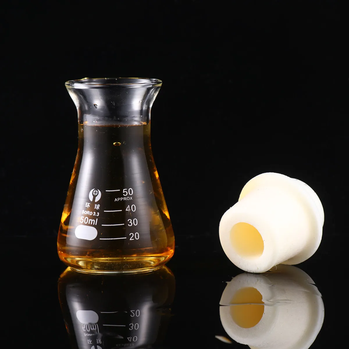 

1Pcs 50Ml Conical Flask Glass Laboratory Flask for Science Experiments Chemistry Class Wide Neck with Stopper No Bubbles Rounded