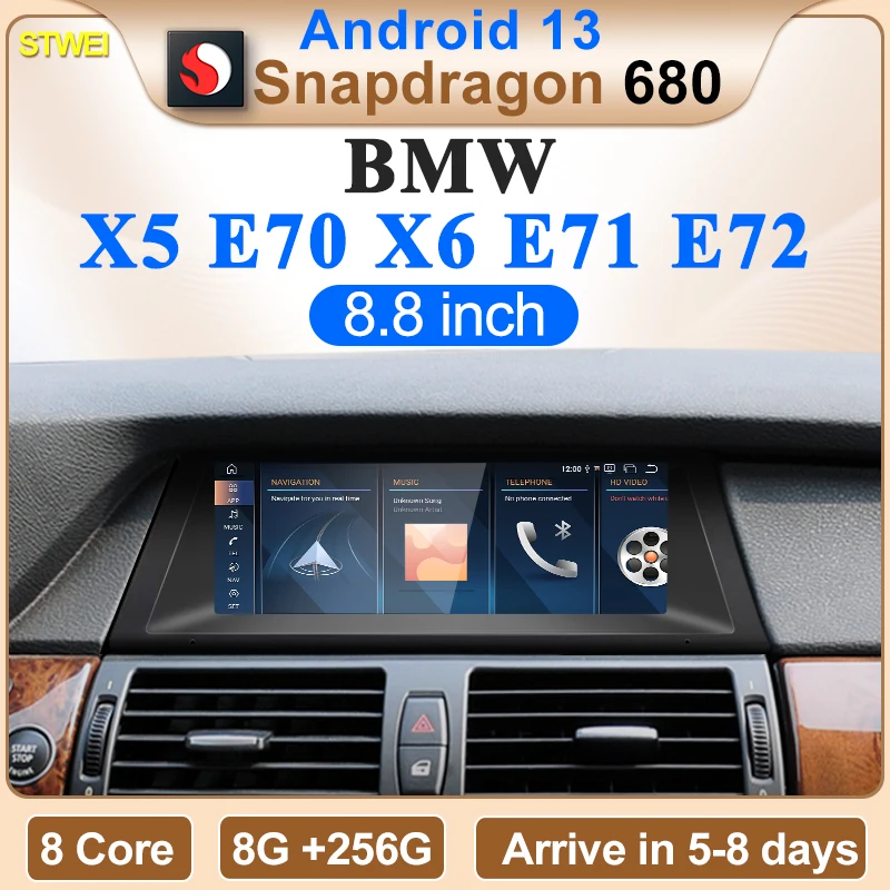 2025 Qualcomm Snapdragon680 6225 Android13 8.8inch For BMW E70 E71 X5 X6 Car Multimedia Players 2.4GHz CPU GPS Navi CarPlay AUTO