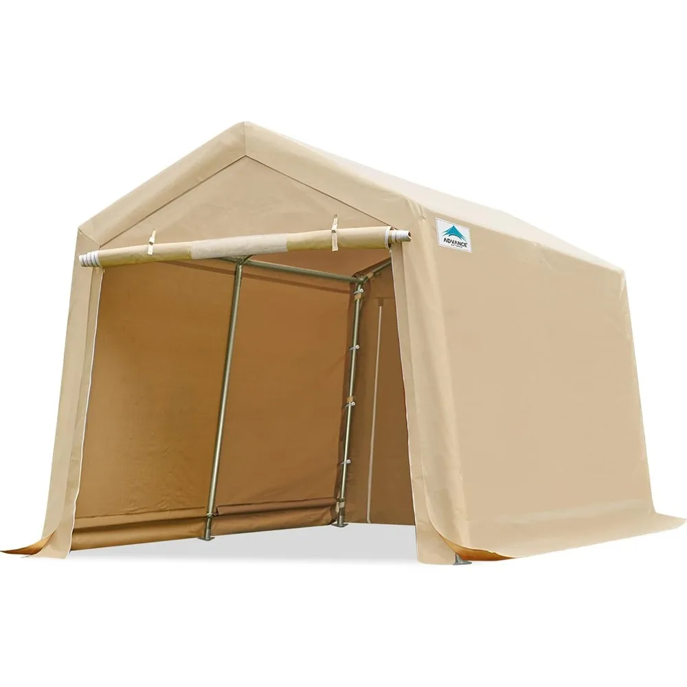 

8X14 ft Steel Metal Peak Roof Portable Garage Shelter Storage Shed Carport for Motorcycle Bike or Garden Tools with