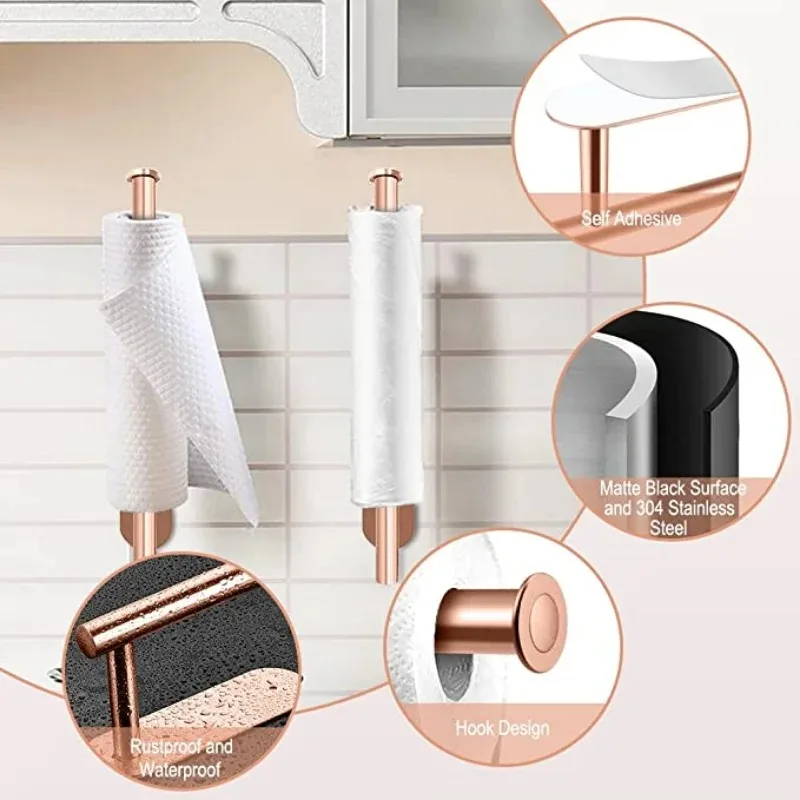 Toilettenpapierhalter aus Edelstahl, stark, selbstklebend, für Küchenrollen, Handtuchhalter, Serviettenspender, saugfähiger Ständer, Taschentuchhalter