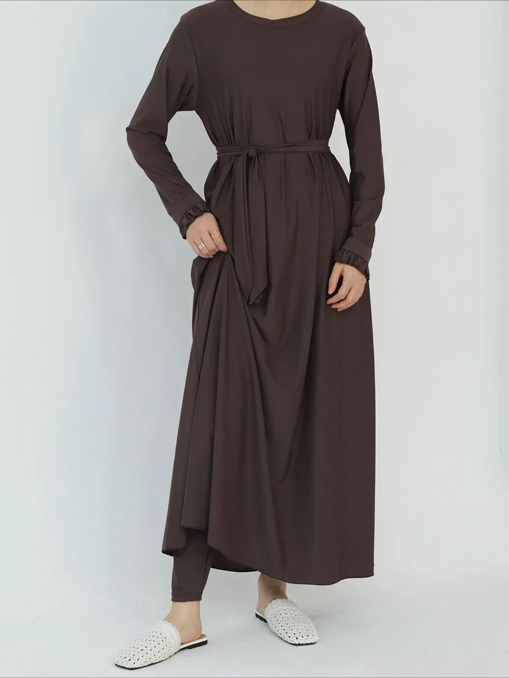

Summer Muslim Women 2 Piece Swimwear Set Swimsuit Maxi Dress Pant Full Cover Up Islam Summer Abaya Dubai Modest Swimwear 2025
