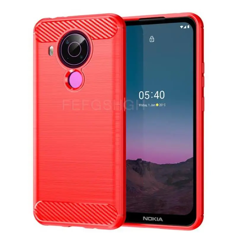 Capa For Nokia 5.4 Brushed Carbon Fiber Soft Silicone Case For Nokia 2.2 4.2 3.4 5.3 6.2 7.2 8.3 5.4 Magnetic Ring Stand Cover