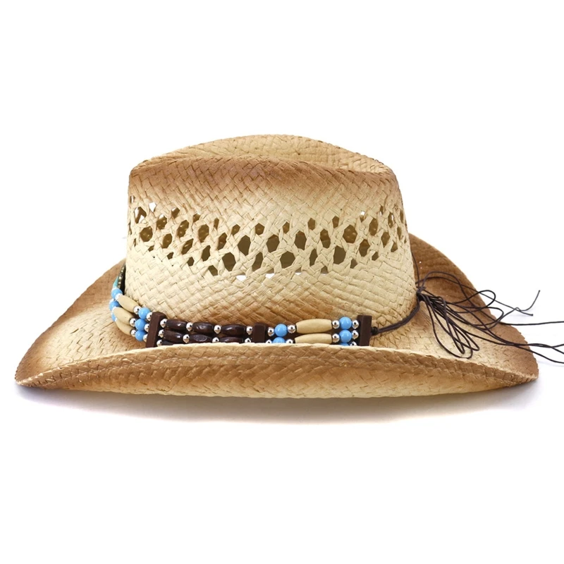 for Creative Straw Weaving Cowgirl Hat Wide Brim Anti-uv Hat Breathable for Wedd