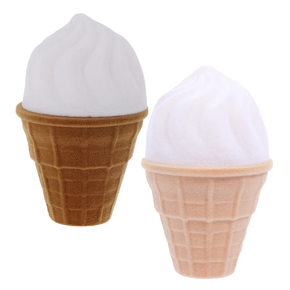 

2 шт., коробки для колец на День святого Валентина, милые коробки для хранения ювелирных изделий в форме мороженого, портативный держатель для одного кольца, органайзер для мультяшных предложений