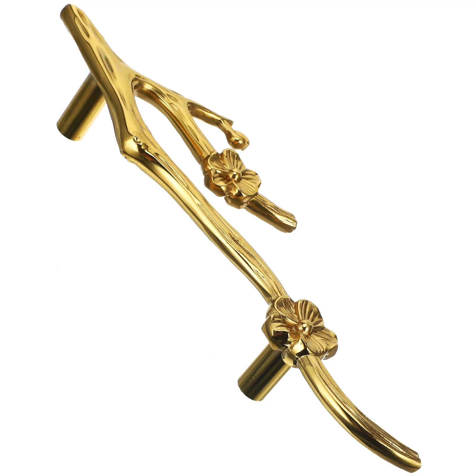 

Yellow Brass Cabinet Knob Flower Branch Shape Smooth Surface for Drawer Door Cupboard Handle Decorative Furniture Pulls