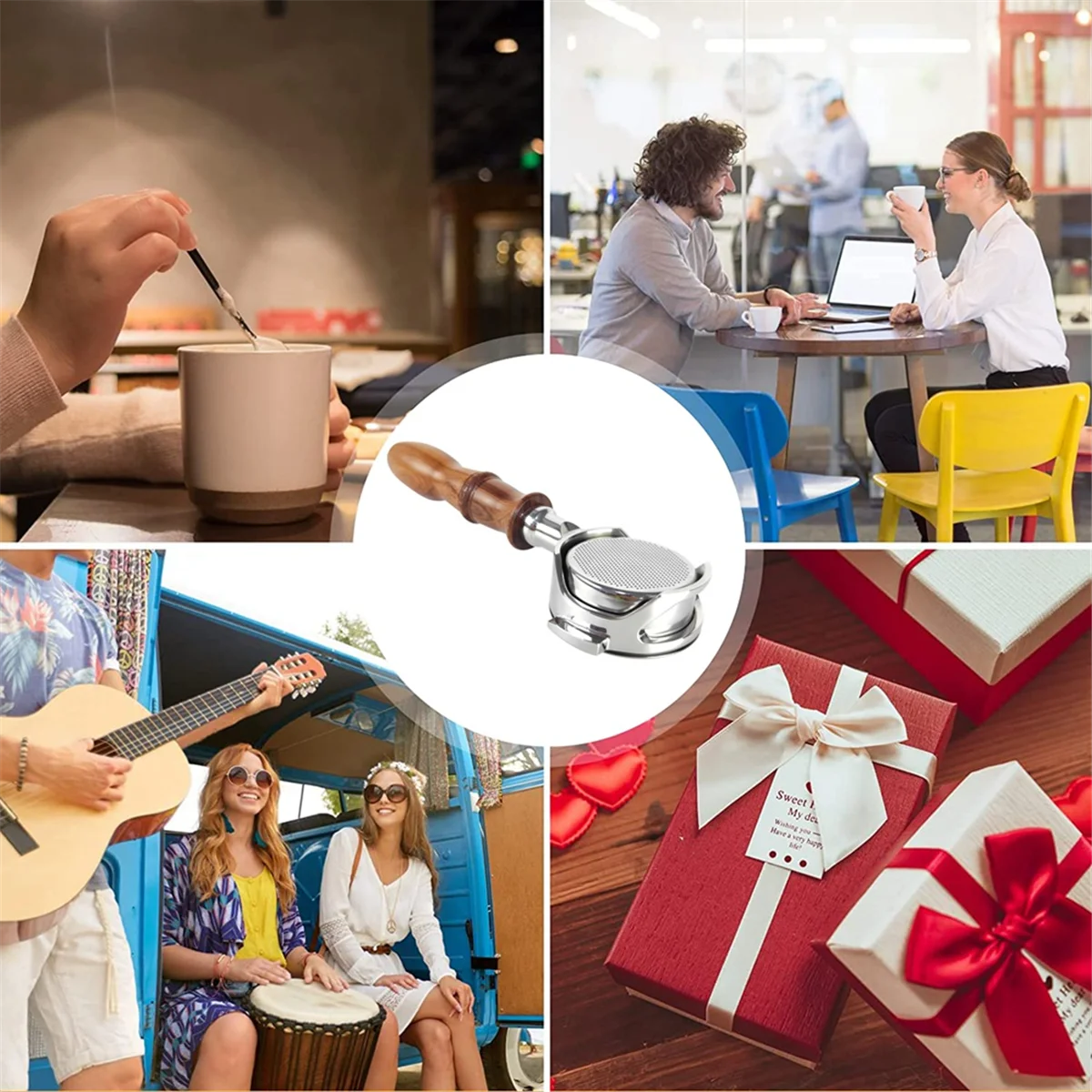 

A62K 58MM Stainless Steel Coffee Portafilter Filter Holder for Commercial 58MM Coffee Machines for Accessory