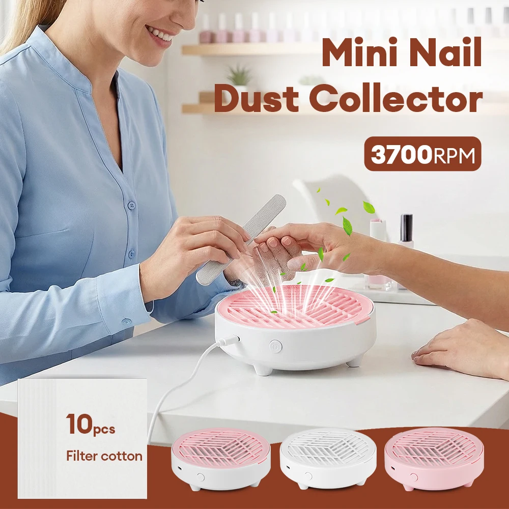 

3700RPM Nail Dust Remover Strong Suction Nail Vacuum Cleaner for Manicure with Removable Filter Salons and Personal Use