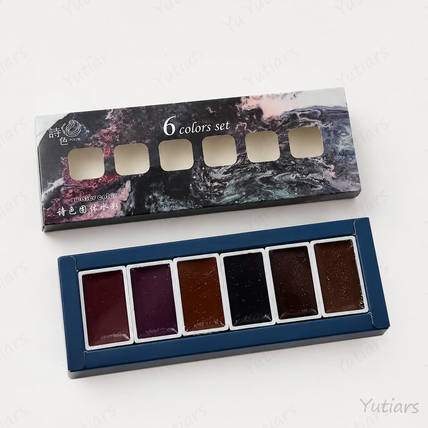 6 Colors Pearl Watercolor Paint Set Solid Layered Shimmer Pigment Palette for Art Journaling Calligraphy DIY Painting Supplies
